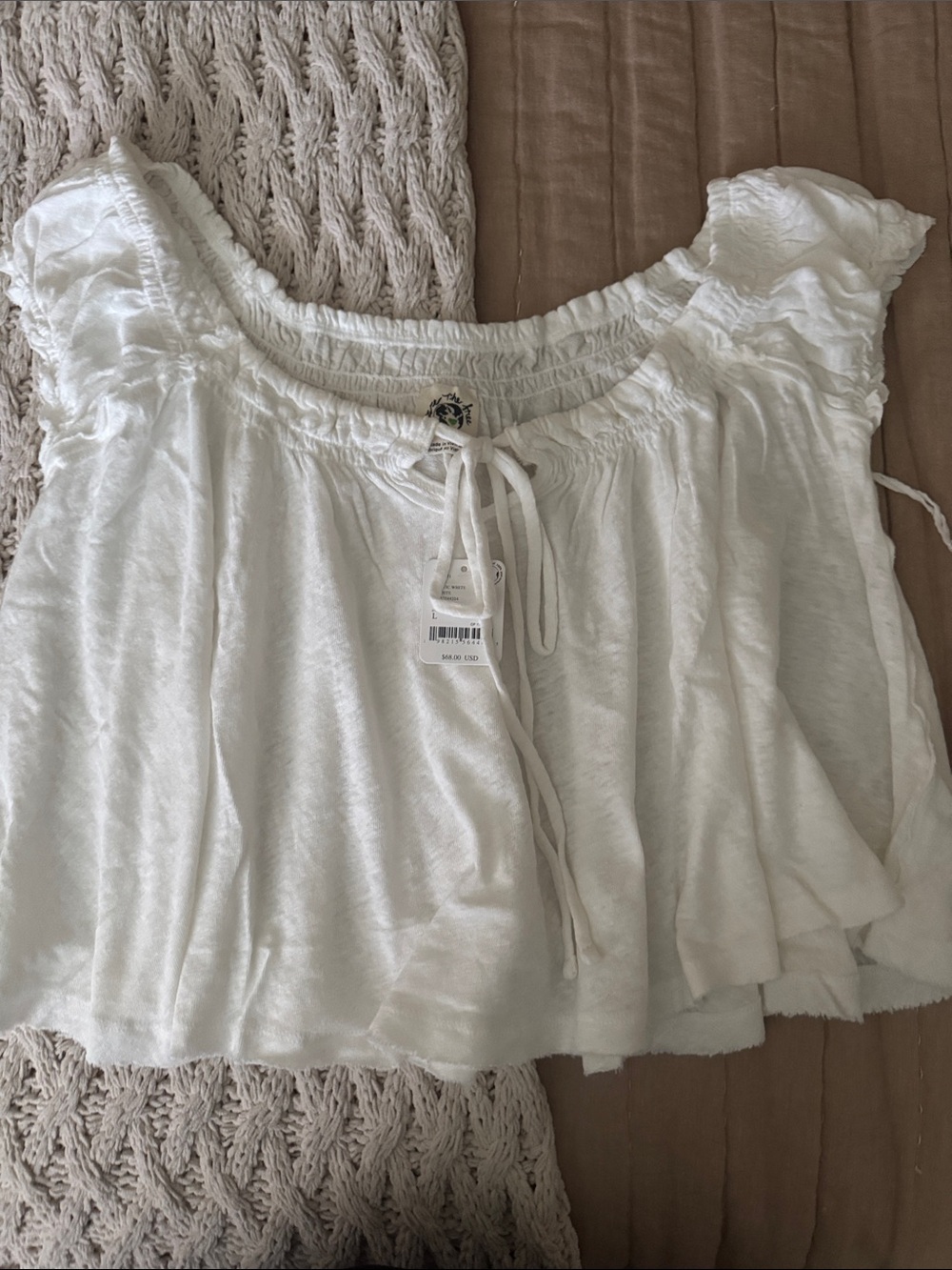 We The Free White Off-Shoulder Crop Top